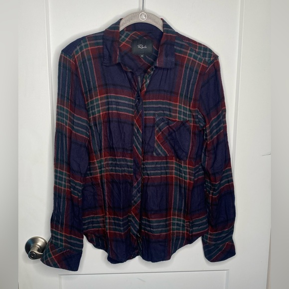 Rails Hunter Plaid Flannel Button Down Shirt Top Women’s Size XS - Picture 1 of 4